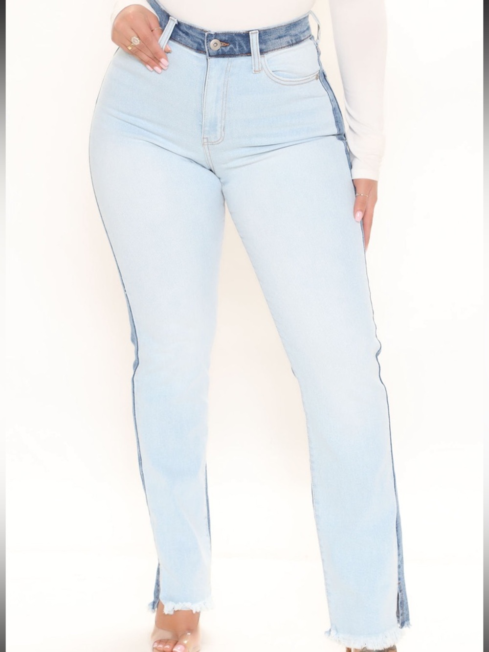 High-Waist Two-Tone Light Wash Women’s Jeans size 7